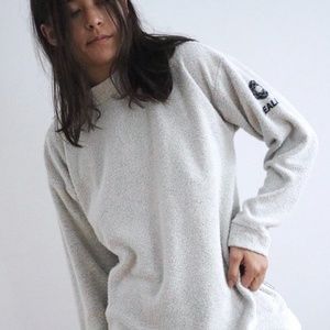 grey mock neck terrycloth sweatshirt